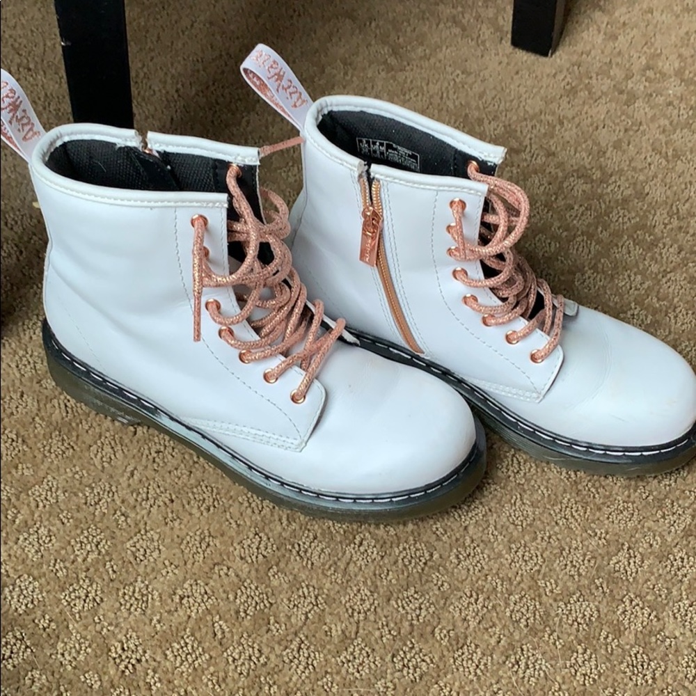 White and Rose Gold Dr.Marten Boots
